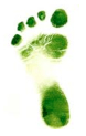 Green coloured left foot